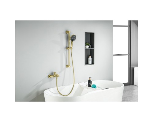 AQ1748BG ЛУГАНО смеситель для ванны с душевым гарнитуром 3jet, шлиф. золото AQ1748BG