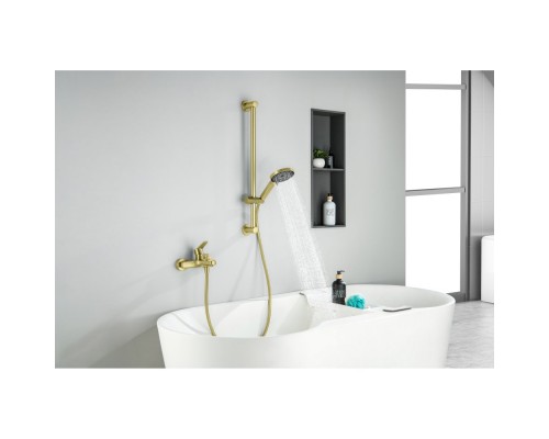 AQ1748BG ЛУГАНО смеситель для ванны с душевым гарнитуром 3jet, шлиф. золото AQ1748BG