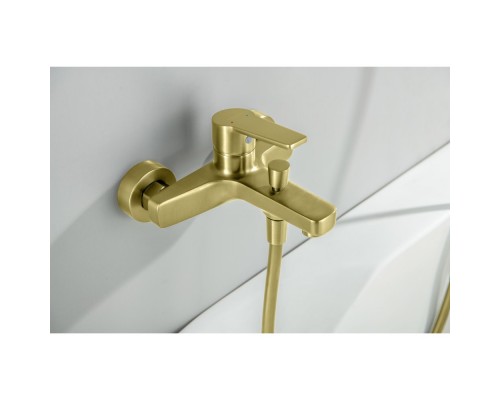 AQ1748BG ЛУГАНО смеситель для ванны с душевым гарнитуром 3jet, шлиф. золото AQ1748BG