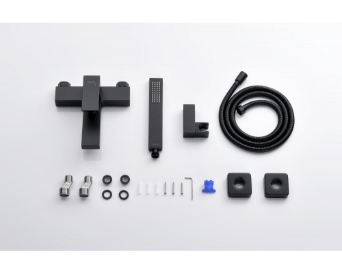 AQ1649MB ЛИБРА смеситель для ванны с душевым набором 1jet, матовый черный AQ1649MB