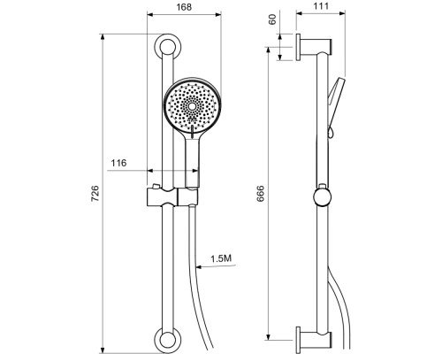 AQ2022BG ЛУГАНО душевой гарнитур 3jet 65 см, шлиф.золото AQ2022BG