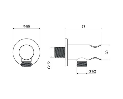 AQ2464BG шланговое подсоединение с держателем, шлиф. золото AQ2464BG