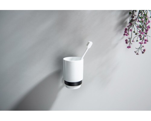 AQ4604MB БЕТТА стакан с держателем, матовый черный AQ4604MB