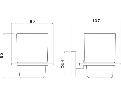 AQ4204MB ОБЕРОН стакан с держателем, матовый черный AQ4204MB