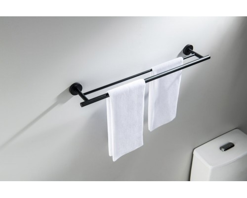 AQ4230MB ОБЕРОН полотенцедержатель двойной 600 мм, матовый черный AQ4230MB