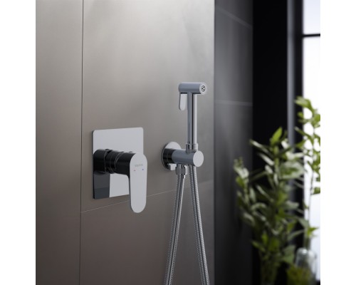 AQ1219CR ОБЕРОН набор с гигиеническим душем (смеситель + гигиеническая лейка + шланг + шланговое подсоединение с держателем) AQ1219CR