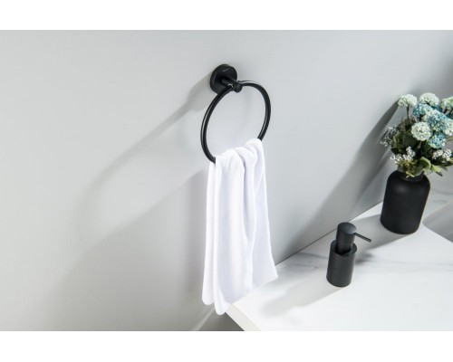 AQ4212MB ОБЕРОН полотенцедержатель кольцо, матовый черный AQ4212MB