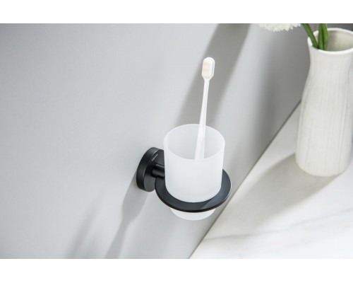 AQ4204MB ОБЕРОН стакан с держателем, матовый черный AQ4204MB