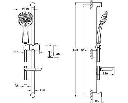 A42302EXP Flow Round Набор смесителей 3-в-1 в одной упаковке (смеситель для раковины, смеситель для ванны, душевой гарнитур) A42302EXP