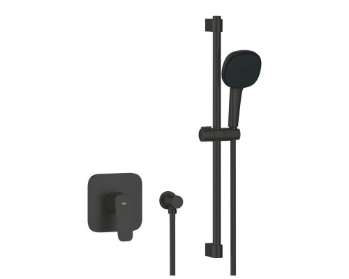 1053352430 CUBEO Душевой комплект (смеситель внутр монтажа для душа без встр части, душ гарн-р Tempesta Cube 110, подкл для душ шланга ), мат черный 1053352430