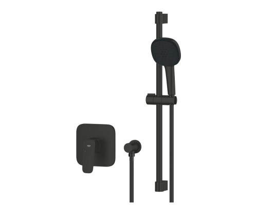 1053352430 CUBEO Душевой комплект (смеситель внутр монтажа для душа без встр части, душ гарн-р Tempesta Cube 110, подкл для душ шланга ), мат черный 1053352430