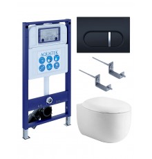 SET AQUATEK АЛЬТАИР cm-045 4в1 (рама AQUATEK INS-0000025 +крепление KKI-0000002 +кнопка KDI-0000045 +унитаз AQ1980-00 +тонкое сиденье с механиз) SET AQUATEK АЛЬТАИР cm-045 4в1