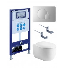 SET AQUATEK АЛЬТАИР cm-068 4в1 (рама AQUATEK INS-0000025 +крепление KKI-0000002 +кнопка KDI-0000068 +унитаз AQ1980-00 +тонкое сиденье с механиз) SET AQUATEK АЛЬТАИР cm-068 4в1