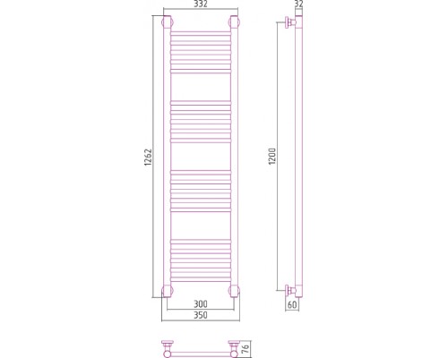 Сунержа Богема Полотенцесушитель водяной 30x120h, цвет: без покрытия 00-0220-1230 Сунержа Богема Полотенцесушитель водяной 30x120h, цвет: без покрытия 00-0220-1230