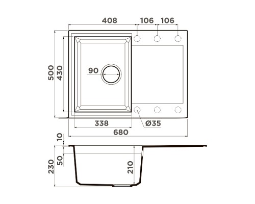 Omoikiri Sakaime 68-CH Кухонная мойка Tetogranit 68x50 см, цвет: шампань 4993235