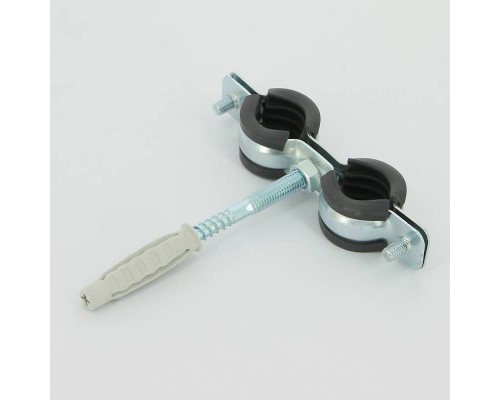 Хомут для труб Walraven 1/2" (20-24) двойной с резиновым уплотнителем, шпилька+дюбель Cobra, BIS