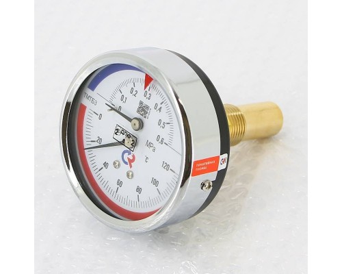 Термоманометр Росма ТМТБ- 31Т.1 63/6 (1/2", 6 бар, 120'С, 2,5) аксиальный