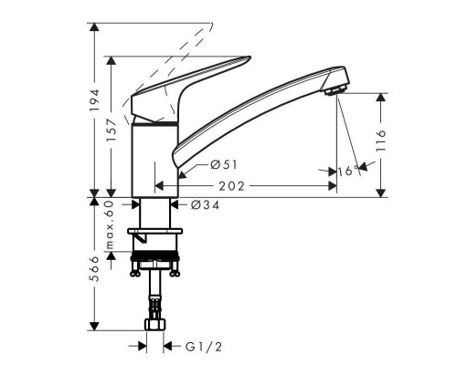 Кухонный смеситель HansGrohe 120 HG Logis однорычажный хром