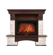 Портал Firelight Pietra 25S камень белый, шпон темный дуб