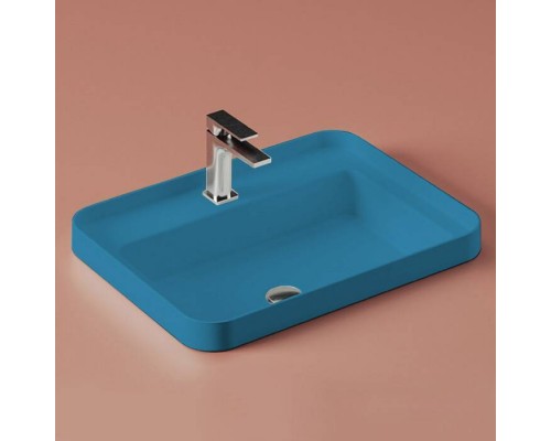 Раковина, Artceram, FUORI SCALA, шгв 605-455-153, отверстия для смесителя-1, цвет-Blue avio