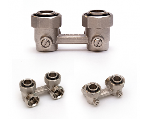 Узел нижнего подключения, Rifar, угловой сдвоенный, 3/4 x 3/4, Н ЕК-НГ ЕК