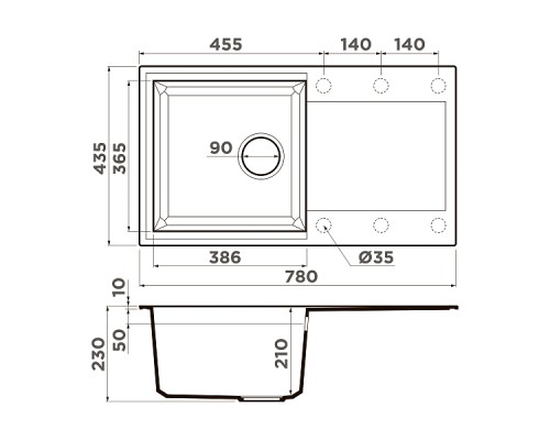 Omoikiri Sakaime 78-BL Кухонная мойка Tetogranit 78x43,5 см, цвет: черный 4993111