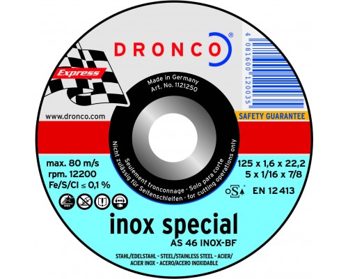 Абразивный отрезной диск Dronco AS 46 INOX 115х1,6 (1111250)