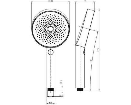 Allen Brau Priority Душевая лейка 13x6,5x27,9h см, 3 режима струи, цвет: хром 5.31B20-00