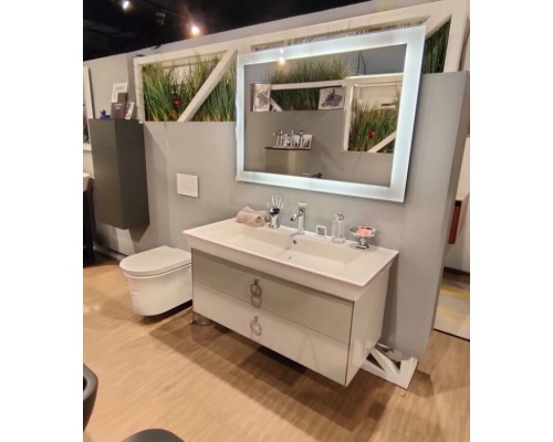 Комплект мебели, Duravit, White Tulip, тумба под раковину   раковина   сифон   зеркало, цвет тумбы-темно-серый глянцевый, цвет раковины-белый