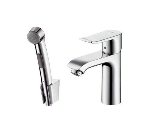 Смеситель для раковины с гигиеническим душем, Hansgrohe, Metris, цвет-хром