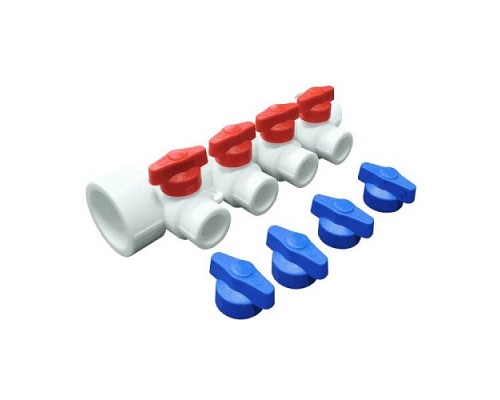 Коллектор PP-R бел Дн40х20 на 4 выхода с кранами VALFEX 101134004