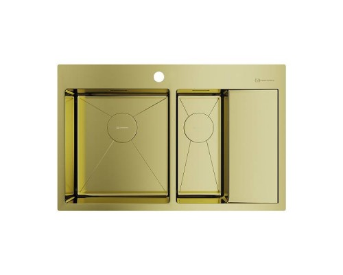 Omoikiri Akisame 78-2-L-LG Кухонная мойка нерж. сталь 78x51 см, цвет: светлое золото 4973087