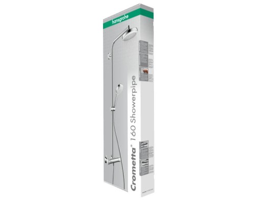 Душевая система HansGrohe HG Crometta 160 1jet Showerpipe с термостатом белый/хром Душевая система HansGrohe HG Crometta 160 1jet Showerpipe с термостатом белый/хром