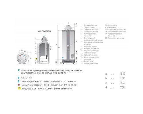 Водонагреватель газовый накопительный Ariston NHRE 60