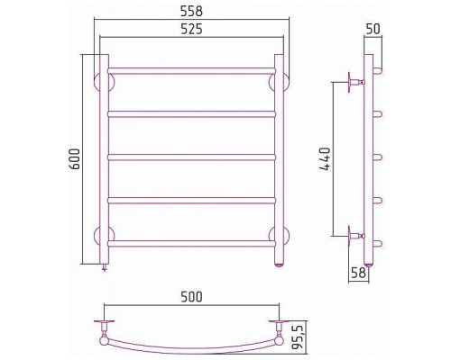 Стилье Формат 40 Полотенцесушитель электрический 50x60h, цвет без покрытия 00541-6050