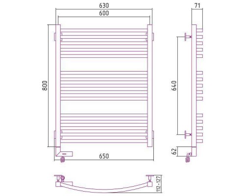 Сунержа Аркус 2.0 Полотенцесушитель электрический 60x80h, лев., цвет: мат. шампань 022-5604-8060