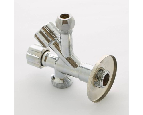 Вентиль комбинированный Uni-Fitt Н-обж-Н 1/2" х 10 мм (3/8") х 3/4" универсальный хром