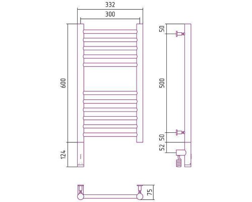 Сунержа Богема 3.0 Полотенцесушитель электрический 30x60h, лев., цвет: без покрытия 00-5804-6030 Сунержа Богема 3.0 Полотенцесушитель электрический 30x60h, лев., цвет: без покрытия 00-5804-6030