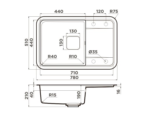 Omoikiri Tasogare 78-PA Кухонная мойка Artgranit 78x51 см, цвет: пастила 4993746