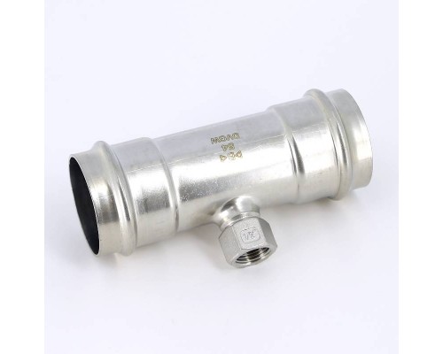 Тройник В-пресс IBP 54 x 1/2" x 54 нерж.сталь Тройник В-пресс IBP 54 x 1/2" x 54 нерж.сталь
