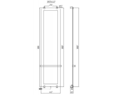 Allen Brau Infinity Полотенцесушитель электрический 180x44 см, с рейлингом и креплением 00288923
