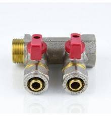 Коллектор лат шар/к красн 1" м/р 2в Дн16 обжим мп 35мм Aquasfera 7016-04