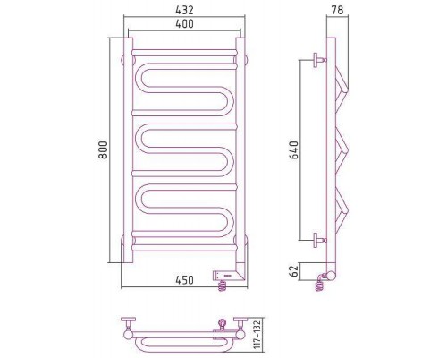 Сунержа Элегия 2.0 Полотенцесушитель электрический 40x80h, прав., цвет: золото 03-5219-8040