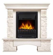 Портал Firelight Pietra Classic камень белый, шпон белёный дуб
