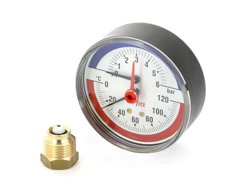 Термоманометр аксиальный 1/2" UNI-FITT 10 бар 80 мм