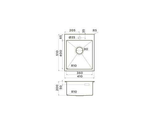 Omoikiri Akisame 41-GB Кухонная мойка нерж. сталь 41x51 см, цвет: графит 4997011