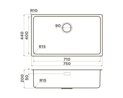 Omoikiri Tadzava 75-U/I Ultra 15-IN Кухонная мойка нерж. сталь 75x44 цвет: нержавеющая сталь 4997119