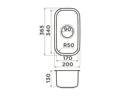 Omoikiri Omi 20-U-IN Кухонная мойка нерж.сталь 20x36,5 см, цвет: нержавеющая сталь 4997022