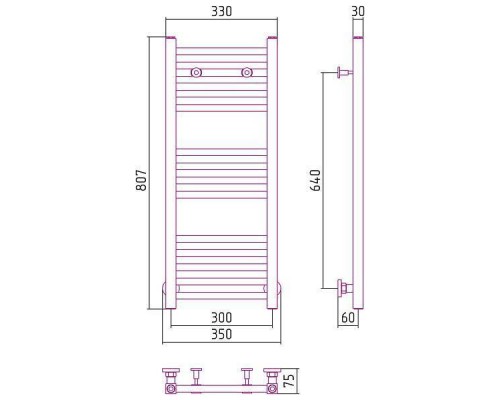 Сунержа Модус Полотенцесушитель водяной 30x80h, цвет: без покрытия 00-0250-8030