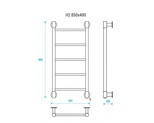 Электрический полотенцесушитель Energy H2 850x400
